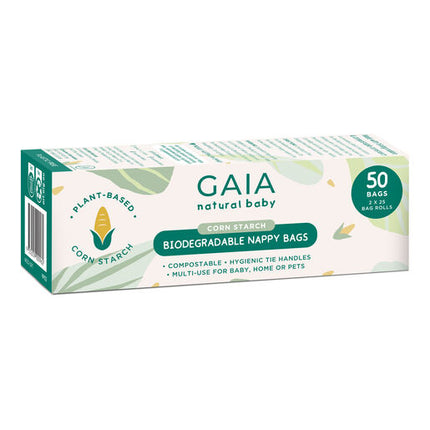 Gaia Natural Baby Biodegradable Nappy Bags 50 Pack