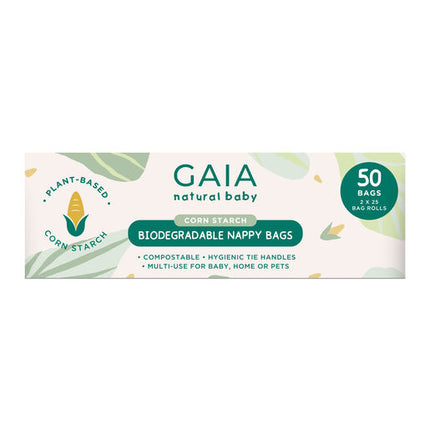 Gaia Natural Baby Biodegradable Nappy Bags 50 Pack