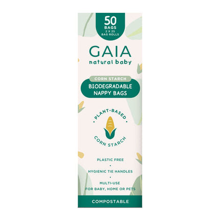 Gaia Natural Baby Biodegradable Nappy Bags 50 Pack