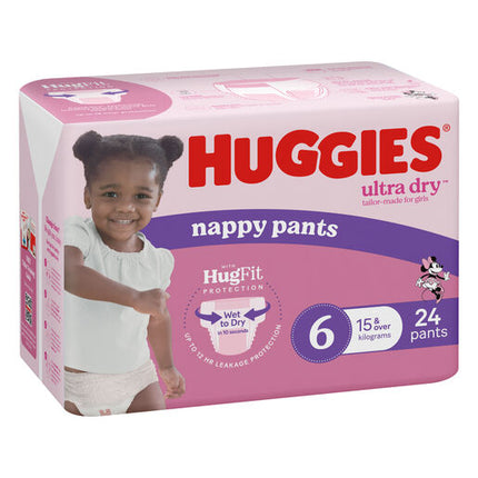 Huggies Ultra Dry Nappy Pants Girls Size 6 (15kg+) 24 Pack