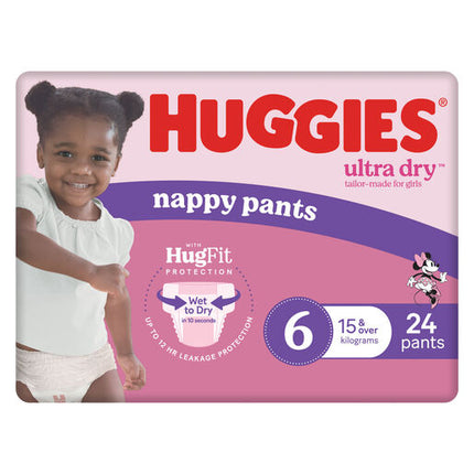 Huggies Ultra Dry Nappy Pants Girls Size 6 (15kg+) 24 Pack