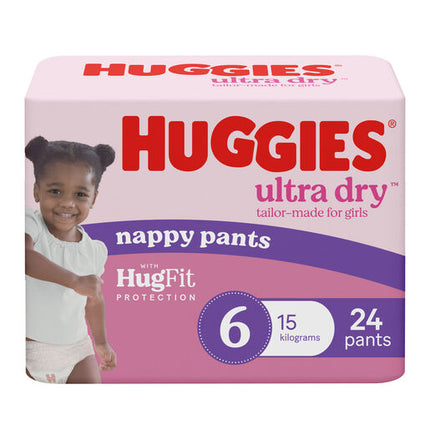 Huggies Ultra Dry Nappy Pants Girls Size 6 (15kg+) 24 Pack