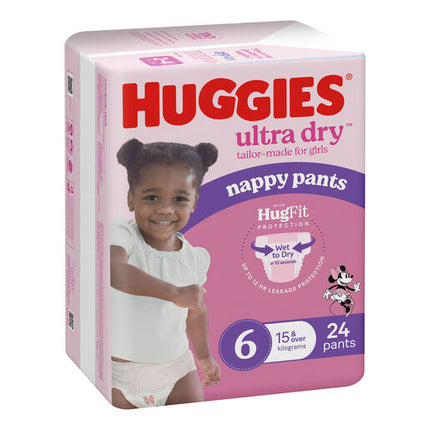 Huggies Ultra Dry Nappy Pants Girls Size 6 (15kg+) 24 Pack