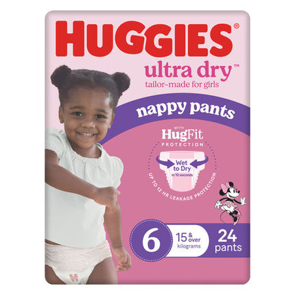 Huggies Ultra Dry Nappy Pants Girls Size 6 (15kg+) 24 Pack