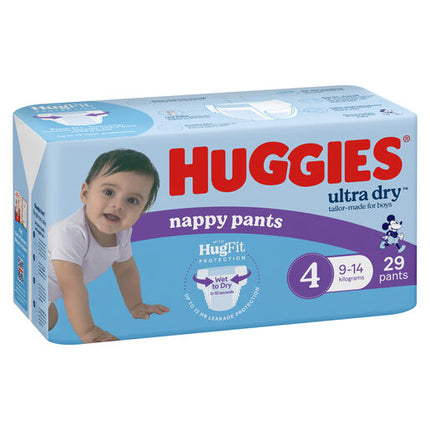 Huggies Ultra Dry Nappy Pants Boys Size 4 (9-14kg) 29 Pack
