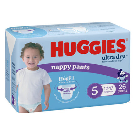 Huggies Ultra Dry Nappy Pants Walker Boy Size 5 (12-17kg) 26 Pack