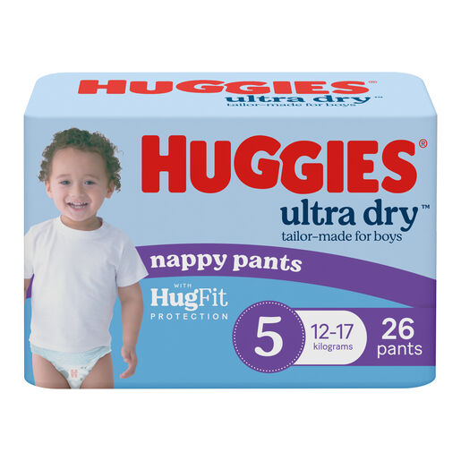 Huggies Ultra Dry Nappy Pants Walker Boy Size 5 (12-17kg) 26 Pack