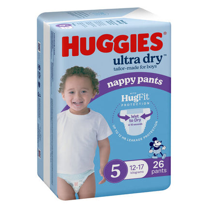 Huggies Ultra Dry Nappy Pants Walker Boy Size 5 (12-17kg) 26 Pack