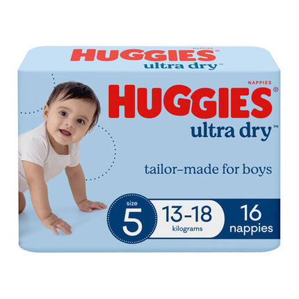 Huggies Ultra Dry Nappies Walker Boys 16 Pack