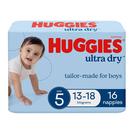 Huggies Ultra Dry Nappies Walker Boys 16 Pack