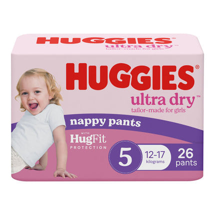 Huggies Ultra Dry Nappy Pants Girls Size 5 (12-17kg) 26 Pack