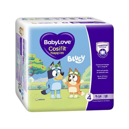 Babylove Cosifit Nappies Size 4 Toddler 9-14Kg Unisex Disposable Nappy 18 Pack