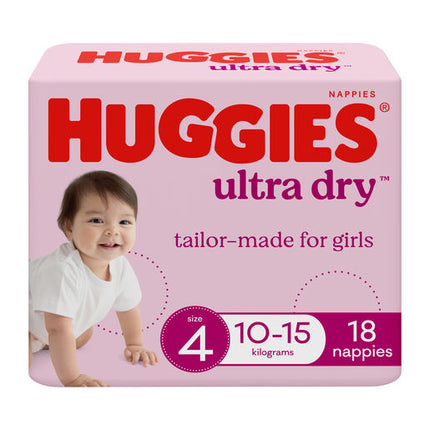 Huggies Ultra Dry Nappies Toddler Girls 18 Pack