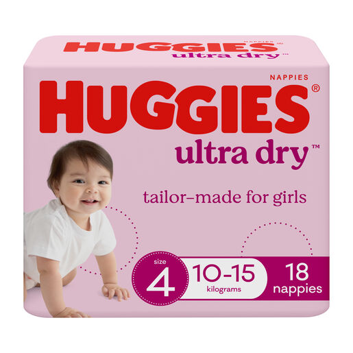 Huggies Ultra Dry Nappies Toddler Girls 18 Pack