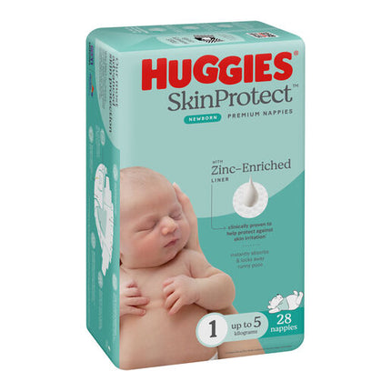 Huggies Newborn Nappies Size 1 (up to 5kg) 28 Pack