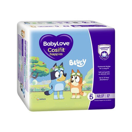 Babylove Cosifit Nappies Size 5 Walker 12-17Kg Unisex Baby Nappy Pads 17 Pack