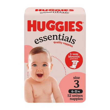 Huggies Essentials Nappies Size 3 (6-11kg) 52 Pack