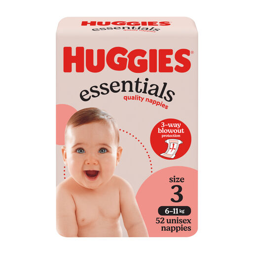Huggies Essentials Nappies Size 3 (6-11kg) 52 Pack