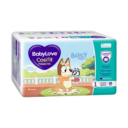 Babylove Cosifit Nappies Size 1 Newborn Up To 5Kg Unisex Baby Nappy 28 Pack