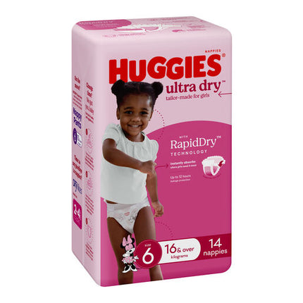 Huggies Ultra Dry Nappies Junior Girl 14 Pack