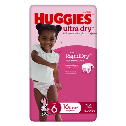 Huggies Ultra Dry Nappies Junior Girl 14 Pack