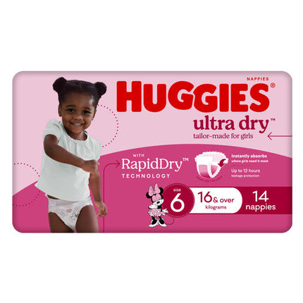 Huggies Ultra Dry Nappies Junior Girl 14 Pack