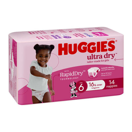 Huggies Ultra Dry Nappies Junior Girl 14 Pack