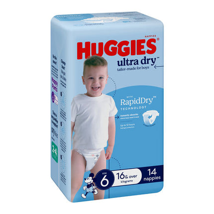 Huggies Ultra Dry Nappies Junior Boy 14 Pack