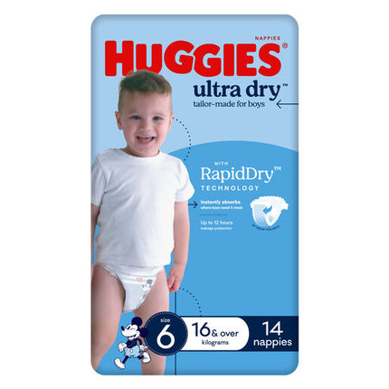 Huggies Ultra Dry Nappies Junior Boy 14 Pack