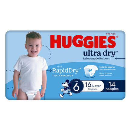 Huggies Ultra Dry Nappies Junior Boy 14 Pack