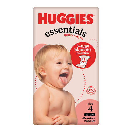 Huggies Essentials Nappies Size 4 (10 - 15kg) 46 Pack