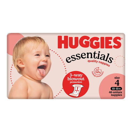 Huggies Essentials Nappies Size 4 (10 - 15kg) 46 Pack