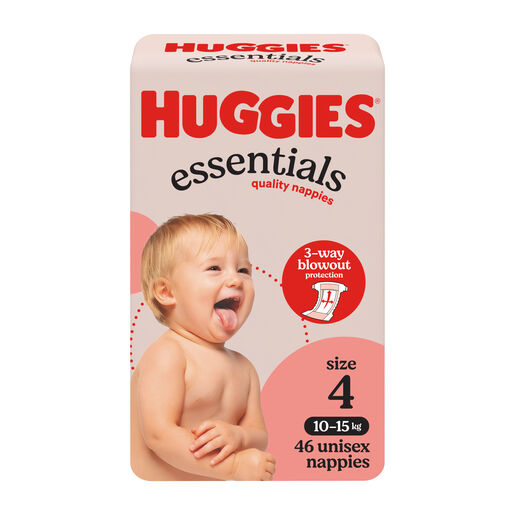 Huggies Essentials Nappies Size 4 (10 - 15kg) 46 Pack