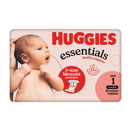 Huggies Essentials Nappies Size 1 (up to 5kg) 28 Pack