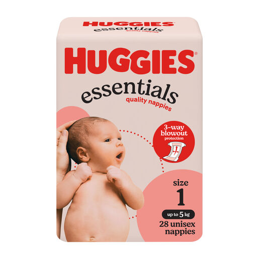 Huggies Essentials Nappies Size 1 (up to 5kg) 28 Pack