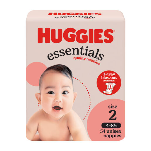 Huggies Essentials Nappies Size 2 (4-8kg) 54 Pack