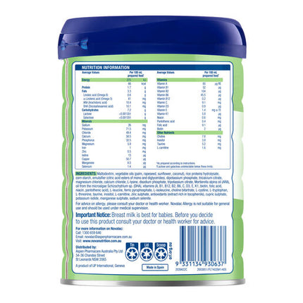 Novalac Allergy Premium Evidence Based Specialty Infant Formula Powder 800g