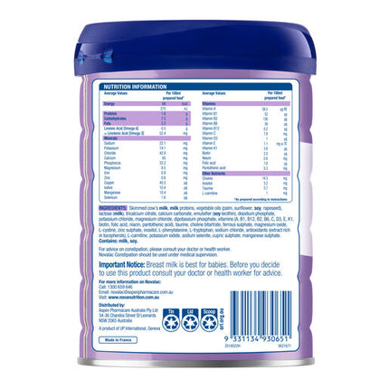 Novalac Constipation Premium Evidence Based Specialty Infant Formula Powder 800g