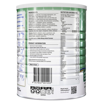 Alula Gold Allergy Infant Formula 0-12 Months Rice 800g