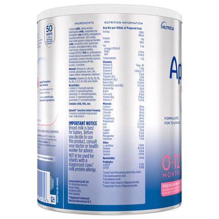 Aptamil Sensitive Premium Infant Formula From Birth to 12 Months 900g