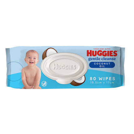 Huggies Thick Baby Wipes Coconut Oil 80 Pack