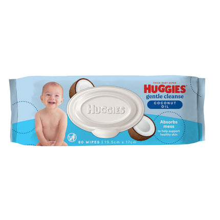 Huggies Thick Baby Wipes Coconut Oil 80 Pack