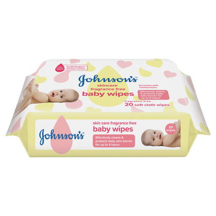 Johnson's Skincare Fragrance Free Baby Wipes 20 Pack