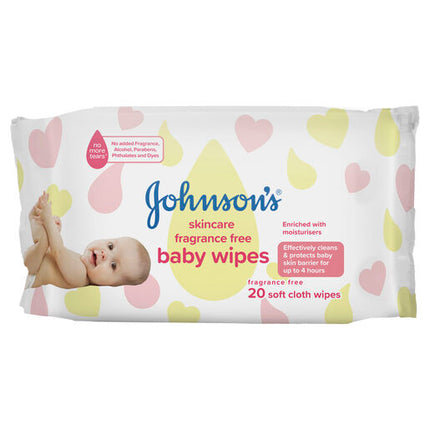 Johnson's Skincare Fragrance Free Baby Wipes 20 Pack