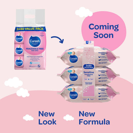 Curash Wipes Fragrance Free 3X80 Pack