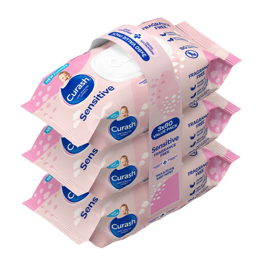 Curash Wipes Fragrance Free 3X80 Pack