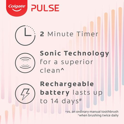 Colgate Pulse Rechargeable Deep Clean Electric Toothbrush, 1 Pack with Refill Head