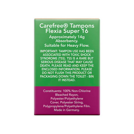 Carefree Flexia Tampons Super 16 Pack