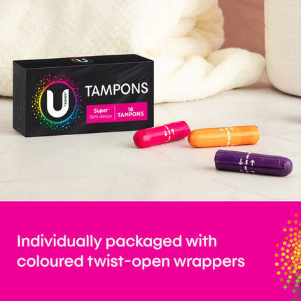 U By Kotex Super Slim Tampons 16 Pack
