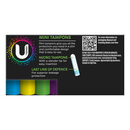 U By Kotex Mini Slim Tampons 16 Pack